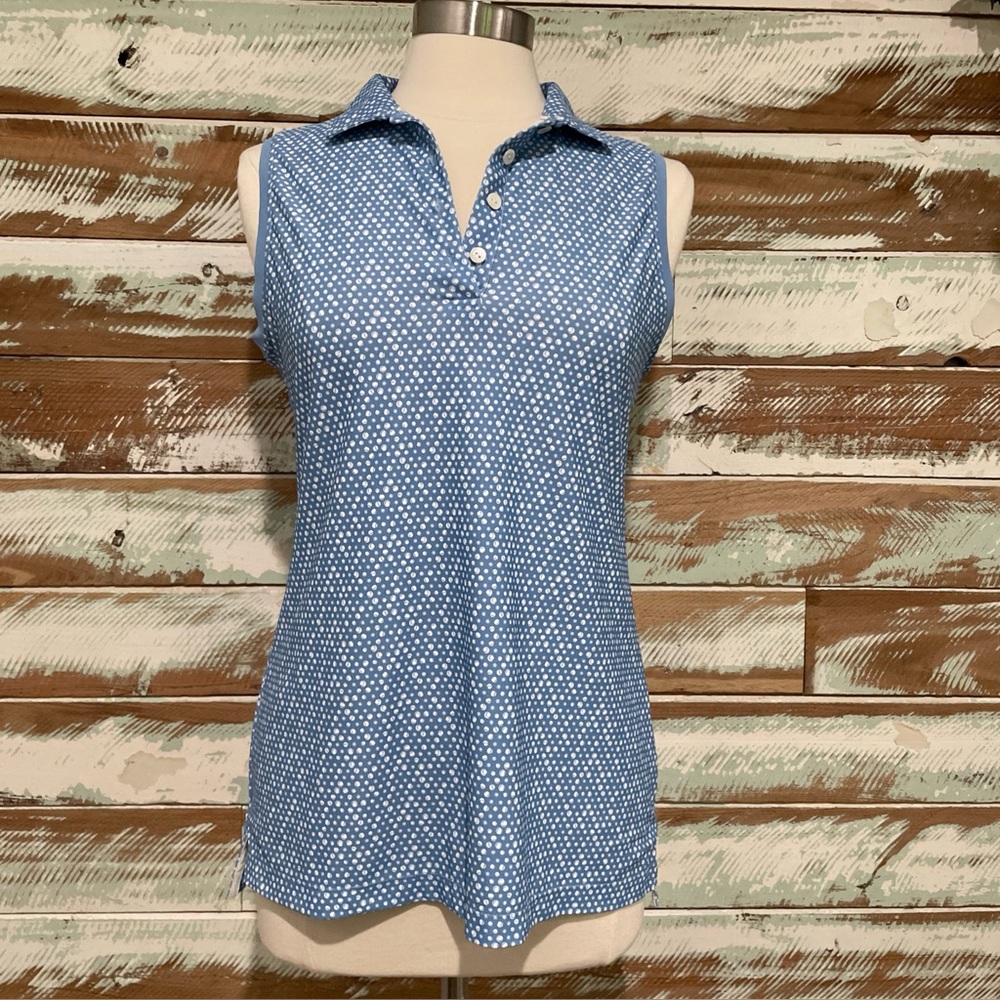 PETER MILLAR Banded Sport Mesh Sleeveless Button Polo Tennis Pickleball Golf